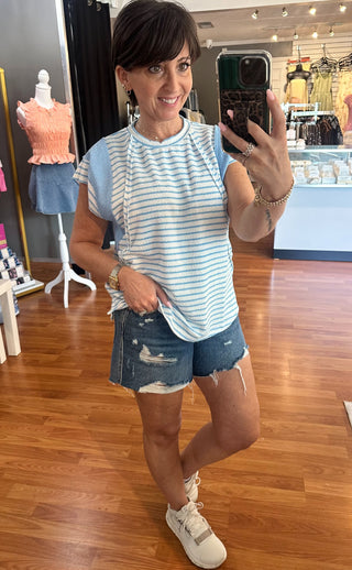 Striped Seam Detail Top