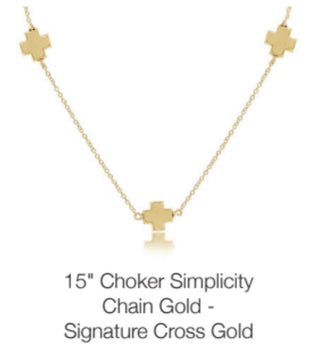 Enewton 15” Choker Simplicity Chain Gold- Signature Cross Gold