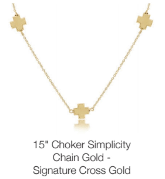 Enewton 15” Choker Simplicity Chain Gold- Signature Cross Gold