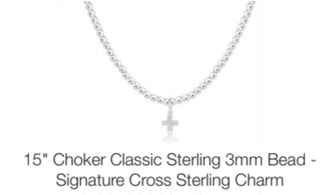 Enewton 15” Choker Classic Sterling 3mm Bead- Signature Cross Sterling Charm