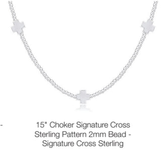 Enewton 15” Choker Signature Cross Sterling Pattern 2mm Bead Signature Cross Sterling