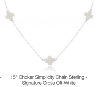 Enewton 15” Choker Simplicity Chain Sterling- Signature Cross Off White