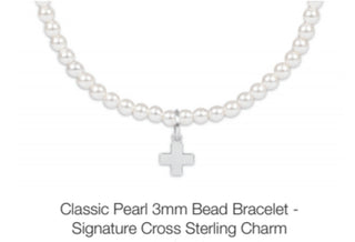 Enewton Classic Pearl 3mm Bead Bracelet- Signature Cross Sterling Charm