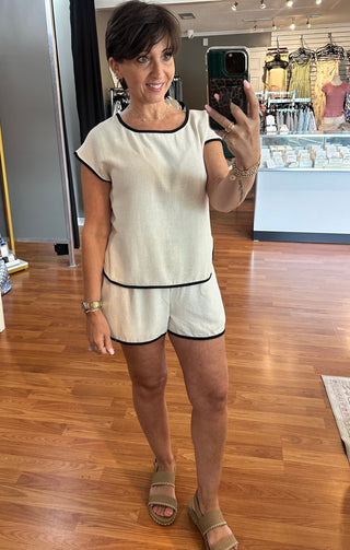 Linen Top with Back Buttons