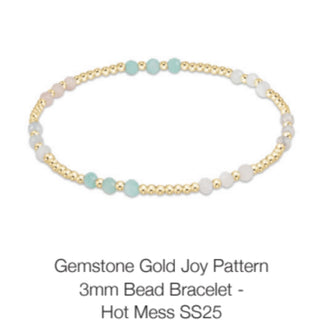 Enewton Gemstone Gold Joy Pattern 3mm Bead Bracelets- (Multiple Colors)