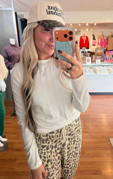 Pointelle Knit Top- Off White