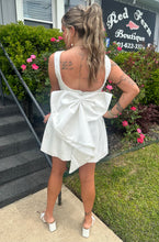 Load image into Gallery viewer, Pearl Trim Bow-back Mini Dress