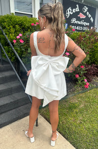 Pearl Trim Bow-back Mini Dress