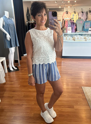 Blue & White Stripe Shorts