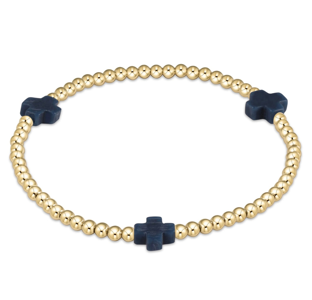 Enewton Signature Cross Gold Pattern 3mm Bead Bracelet