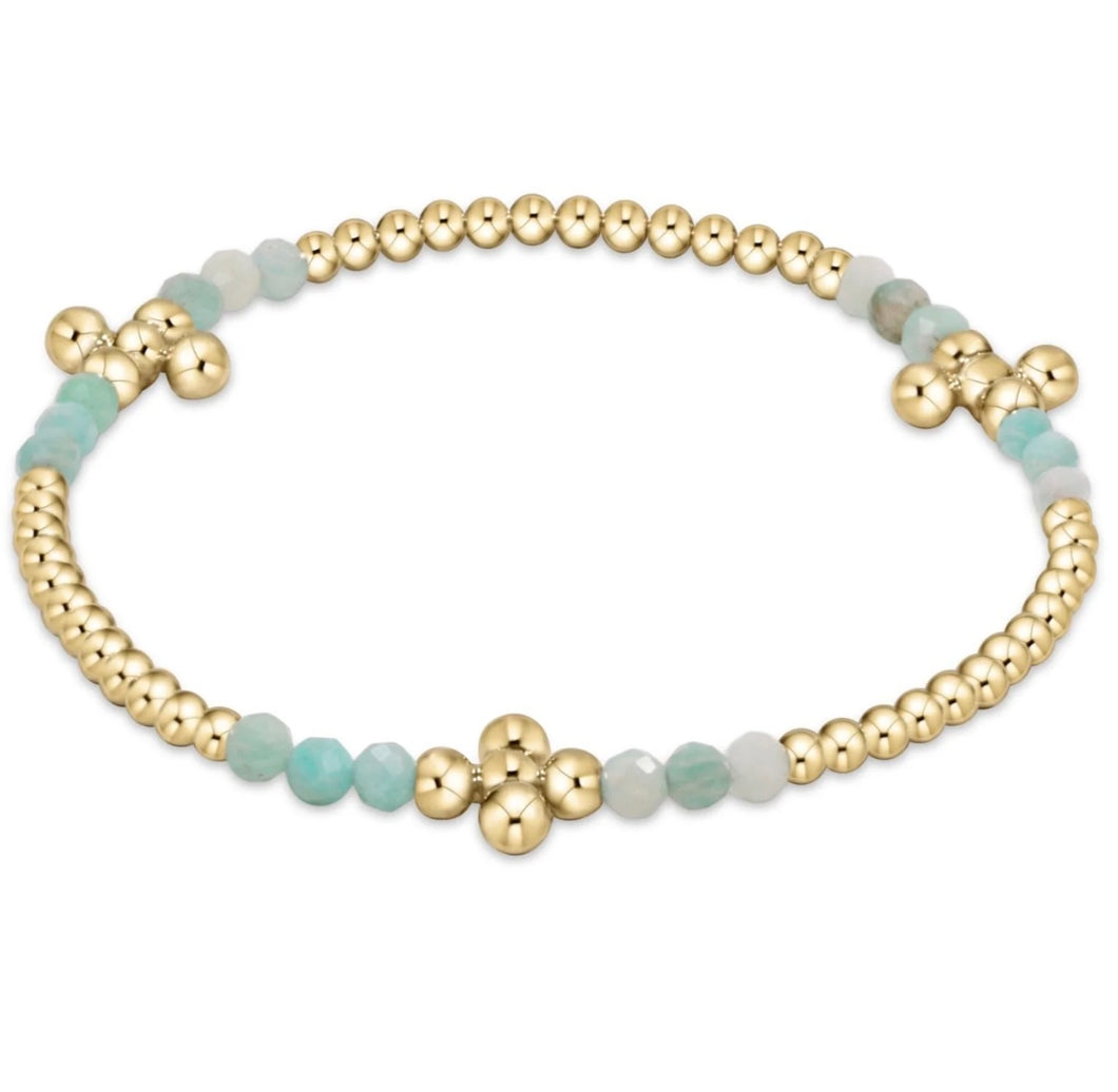 Enewton signature cross gold bliss pattern 2.5mm bead bracelet - amazonite