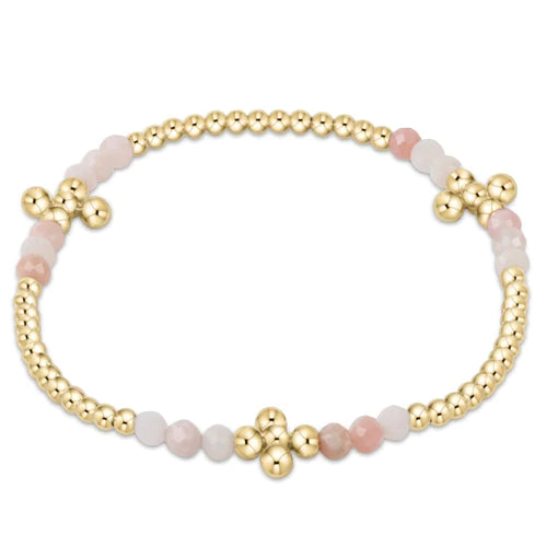Enewton signature cross gold bliss pattern 2.5mm bead bracelet - pink opal