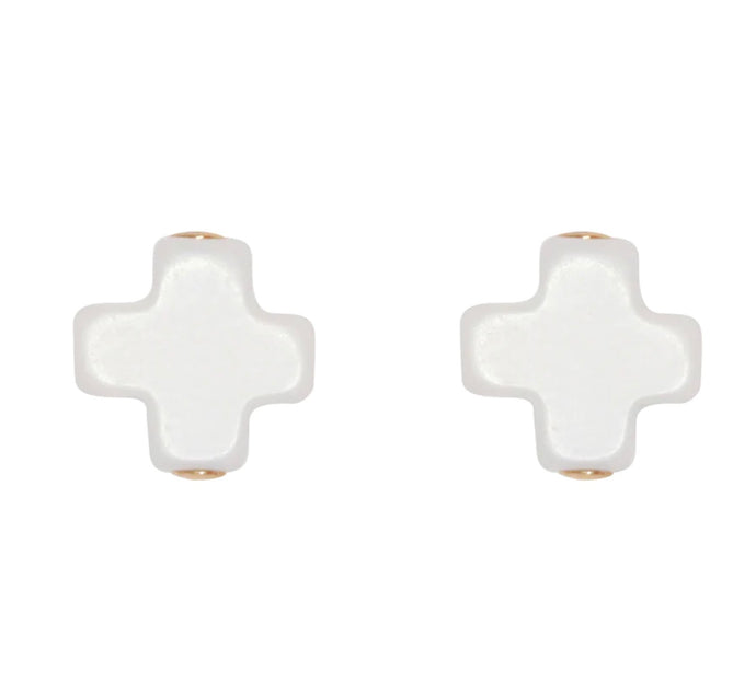 Enewton signature cross studs- off white