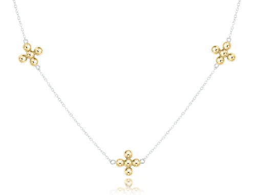 Enewton choker simplicity chain sterling mixed metal - classic beaded signature cross gold