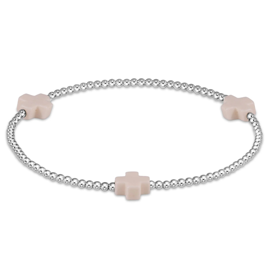 Enewton signature cross sterling pattern 2mm bead bracelet- off white