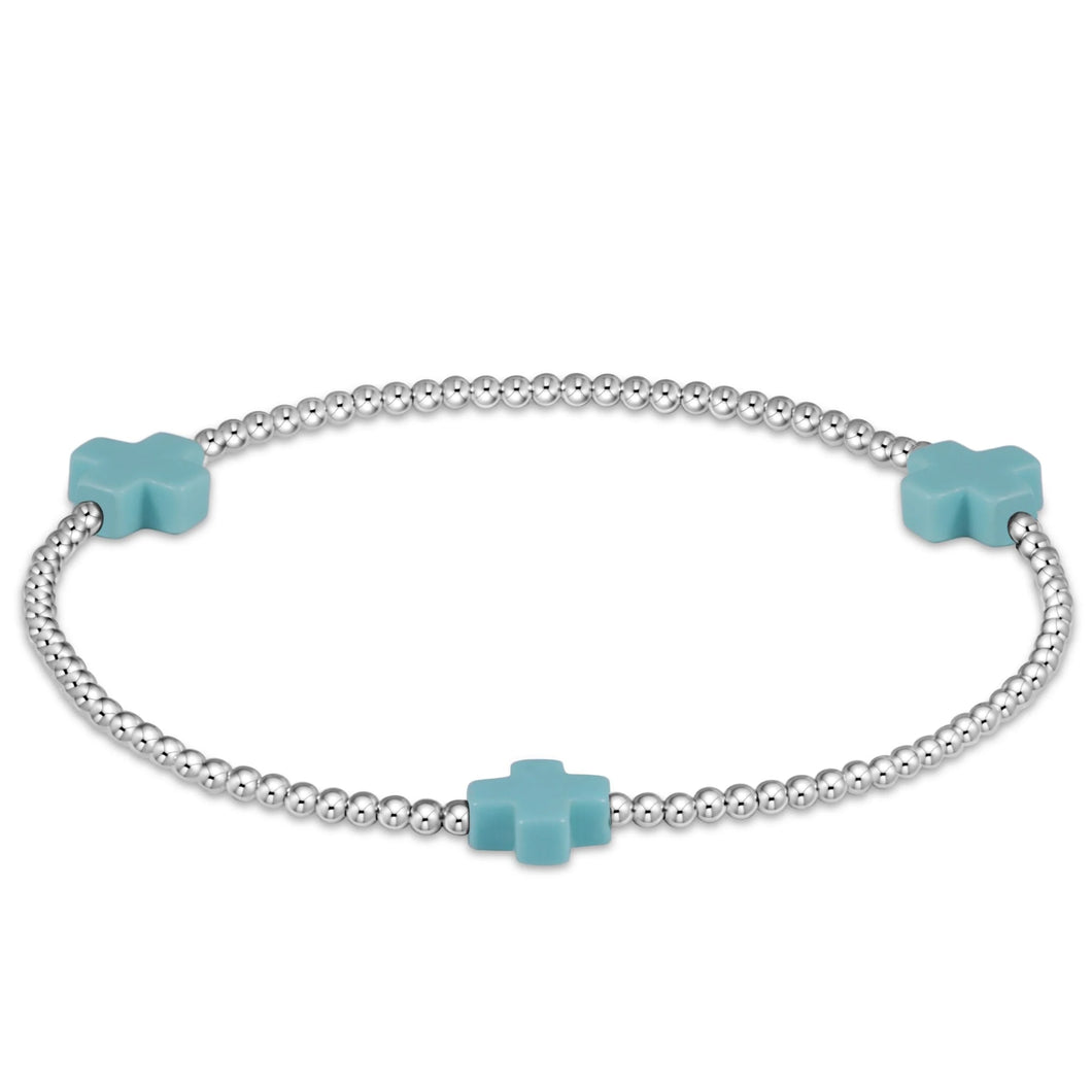 Enewton signature cross sterling pattern 2mm bead bracelet- turquoise