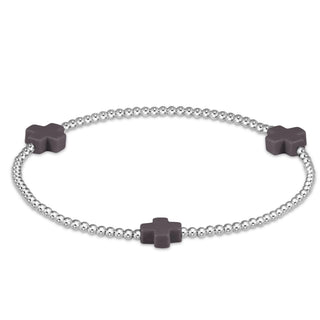 Enewton signature cross sterling pattern 3mm bead bracelet- charcoal
