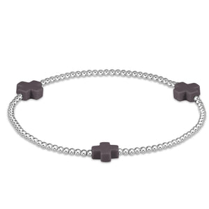 Enewton signature cross sterling pattern 2mm bead bracelet- charcoal
