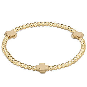 Enewton Signature Cross Gold Pattern 3mm Bead Bracelet- Gold