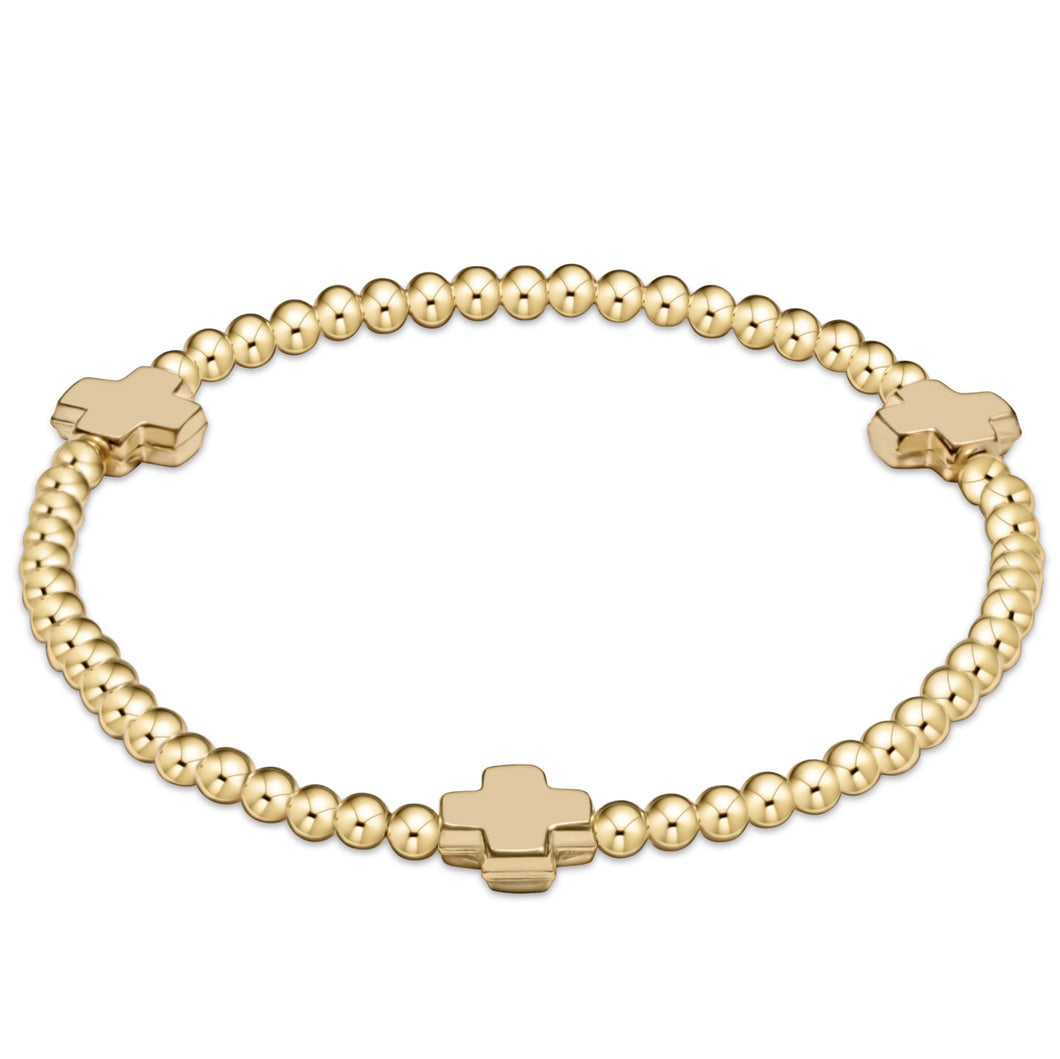 Enewton Signature Cross Gold Pattern 3mm Bead Bracelet- Gold