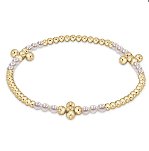 Enewton Signature Cross Gold Bliss Pattern 2.5mm Bead Bracelet- Pearl