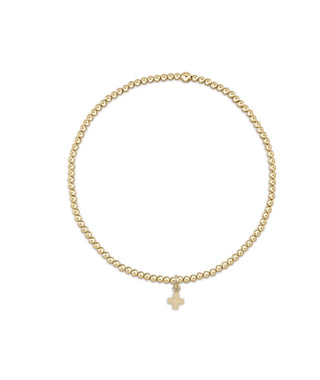 Enewton Classic Gold 2mm Bead Bracelet- Signature Cross Small Gold Charm