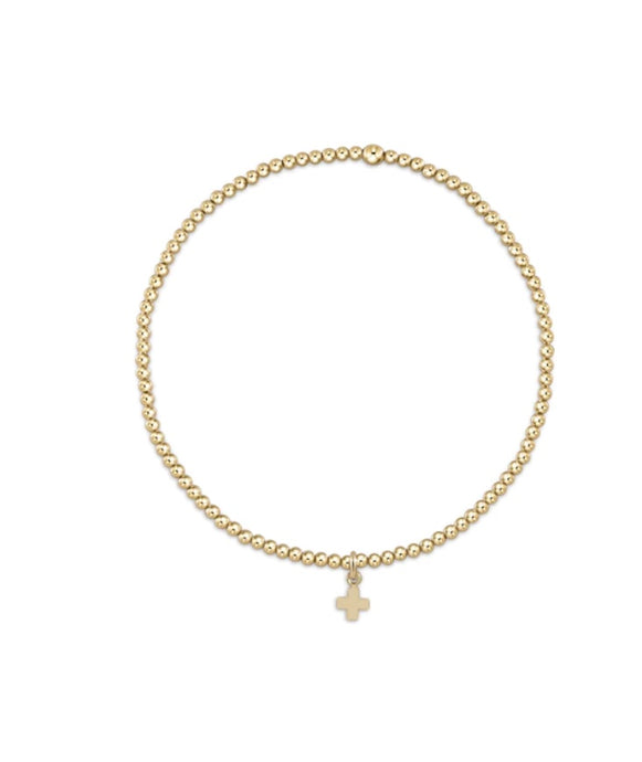 Enewton Classic Gold 2mm Bead Bracelet- Signature Cross Small Gold Charm