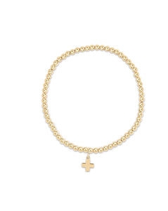 Enewton Gold 3mm Bead Bracelet- Signature Cross Gold Charm