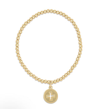 Enewton Classic Gold 3mm Bead Bracelet- Signature Cross Gold Disc