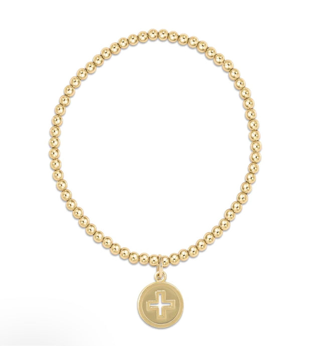 Enewton Classic Gold 3mm Bead Bracelet- Signature Cross Gold Disc