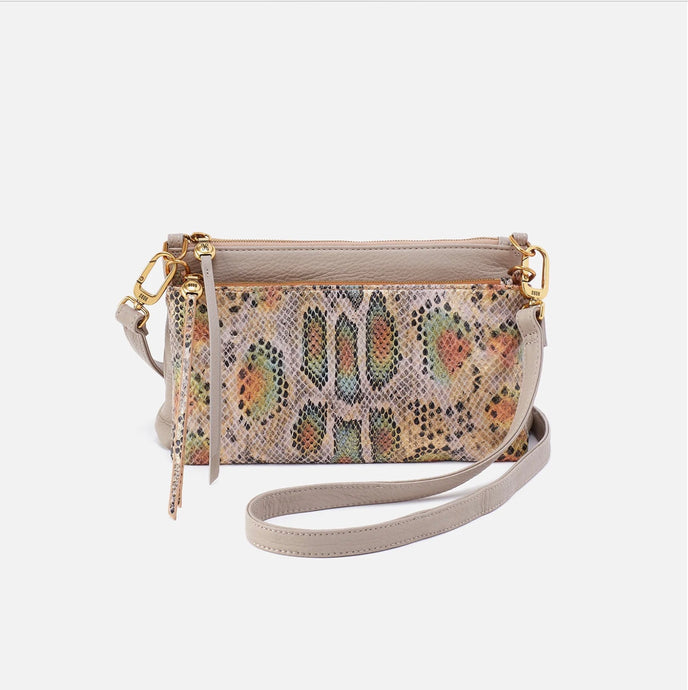 Hobo Darcy Double Crossbody in Pebbled Leather- Taupe