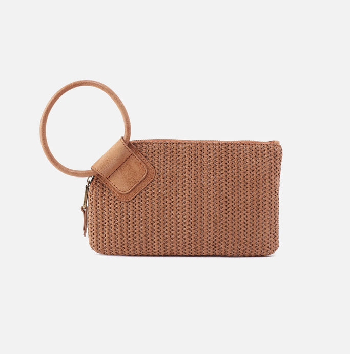 Hobo Sable Wristlet in Raffia with Leather Trim