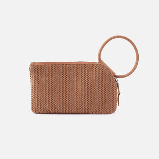 Hobo Sable Wristlet in Raffia with Leather Trim