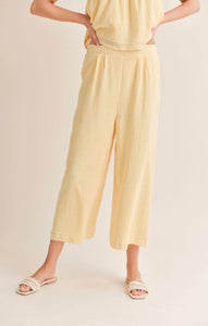 Bird Song Wide Leg Cropped Pant- Lemon