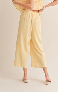 Bird Song Wide Leg Cropped Pant- Lemon