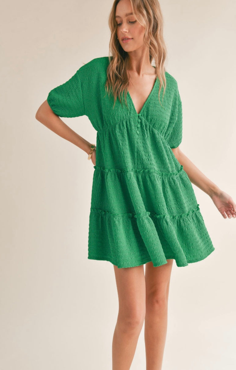 Kelly Green Tiered Dress