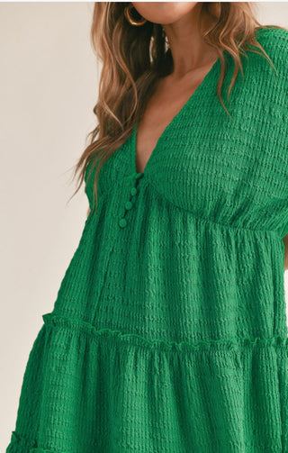 Kelly Green Tiered Dress