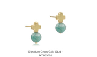 Enewton Cross Gold Stud- Amazonite