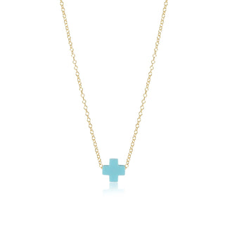 Enewton egirl 14” Signature Cross Necklace Gold- Turquoise