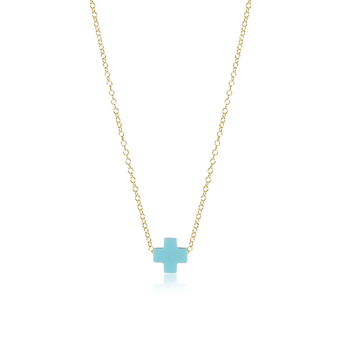 Enewton egirl 14” Signature Cross Necklace Gold- Turquoise