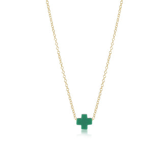 Enewton egirl 14” Signature Cross Necklace Gold- Emerald