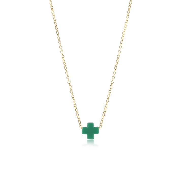 Enewton egirl 14” Signature Cross Necklace Gold- Emerald