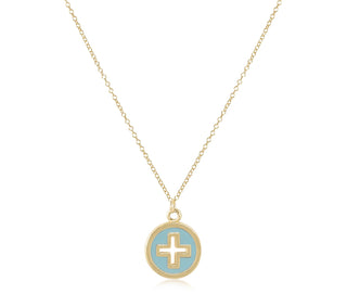 Enewton egirl 14” Necklace Gold Signature Cross Gold Disc- Turquoise