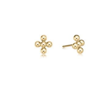 Enewton Classic Beaded Signature Cross Stud- 4mm Bead Gold