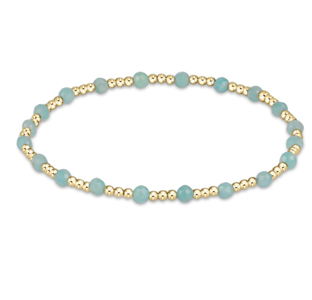 Enewton Gemstone Gold Sincerity Pattern 3mm Bead Bracelet- Amazonite