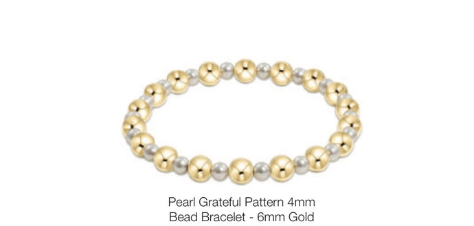 Enewton Pearl Grateful Pattern 4mm Bead Bracelet- 6mm Gold