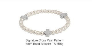 Enewton Signature Cross Pearl Pattern 4mm Bead Bracelet- Sterling