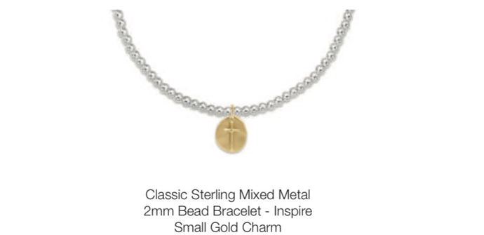 Enewton Classic Sterling Mixed Metal 2mm Bead Bracelet- Inspire Small Gold Charm