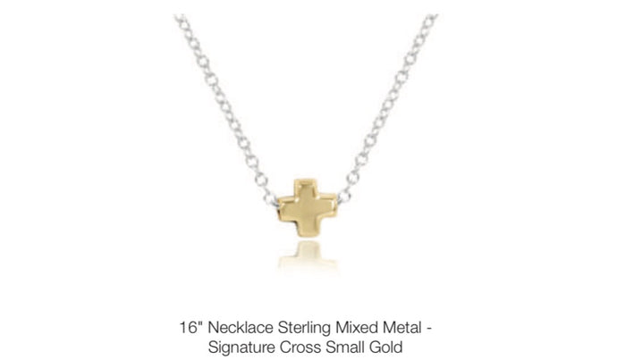 Enewton 16” Necklace Sterling Mixed Metal - Signature Cross Small Gold