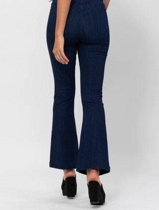 Cello Petite Pull On Flare 30” Inseam- Blue Dark Denim